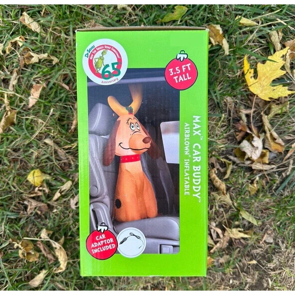 3.5ft The Grinch’s Max with Antlers Car Buddy Holiday Airblown Inflatable